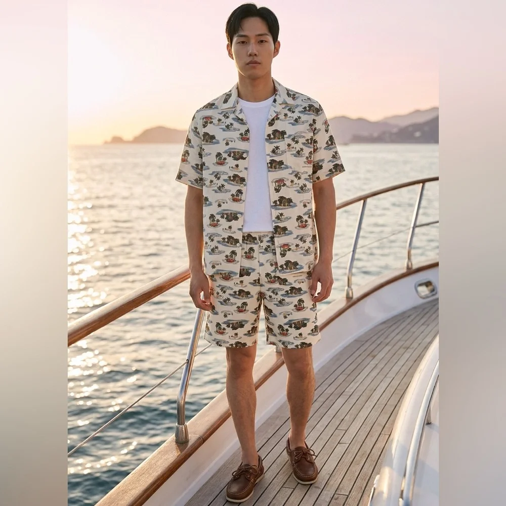New Authentic Bottega Veneta Tropical Print Men's Swim Shorts size 48